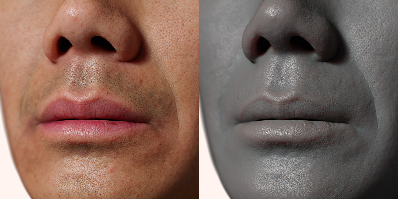 Male head scan skin pore details 